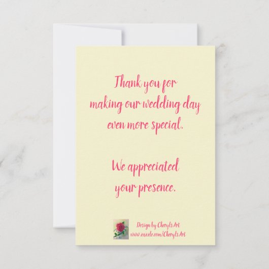 Roze Rose Blauw Lint Trouwen Dank u Kaarten (Achterkant)