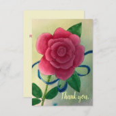 Roze Rose Blauw Lint Trouwen Dank u Kaarten (Voorkant / Achterkant)