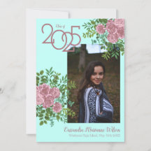 Roze Rose Blauwgroen Aqua Foto Afstuderen Aankondi