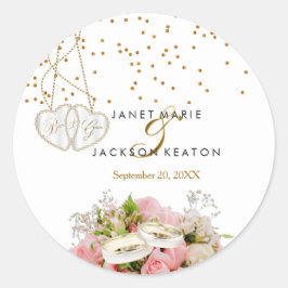 Roze Rose Bloem - Bruiloft Ronde Sticker