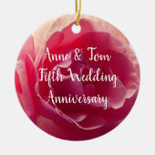 Roze Rose Bloem Foto, Anniversray Ornament (Voorkant)