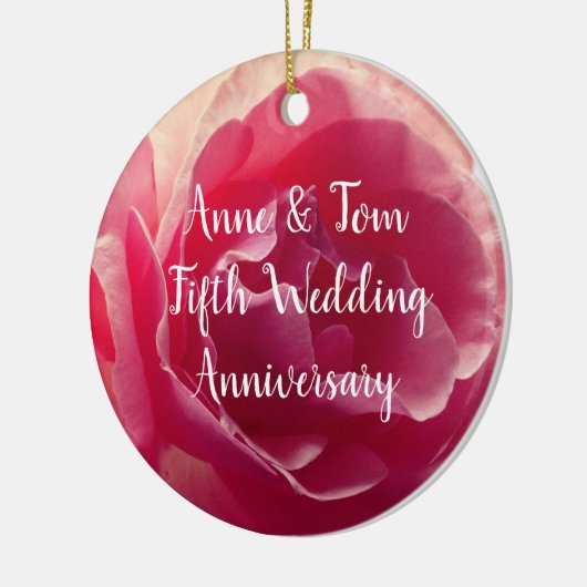 Roze Rose Bloem Foto, Anniversray Ornament (Links)