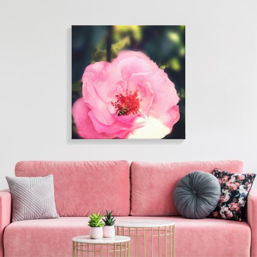 Roze Rose Bloem Foto Verpakt Canvas (Insitu (Woonkamer))
