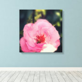Roze Rose Bloem Foto Verpakt Canvas (Insitu (Houten vloer))