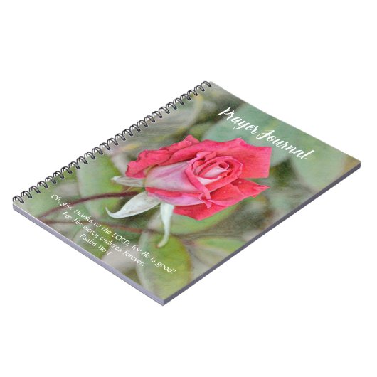 Roze Rose Bloem Geloof Gebed Dagboek Notitieboek (Linkerzijde)