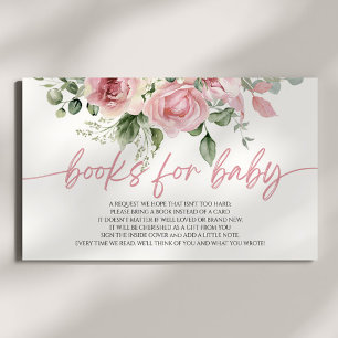 Roze Rose Bloemen Baby shower Boeken voor Baby Informatiekaartje