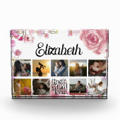 Roze Rose Bloemen Beste Elegante Modern Fotoblokken (Voorkant)