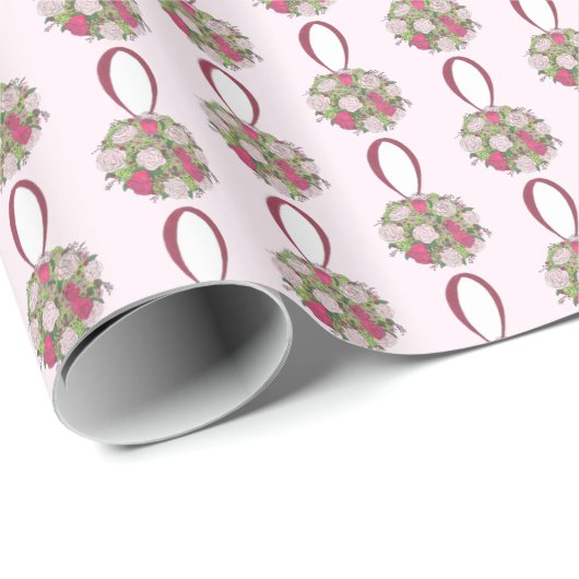 Roze Rose Bloemen Boeket Bruiloft Bruids Cadeaupapier (Rol Hoek)