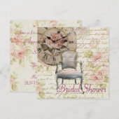 Roze Rose Bloemen Bruids Douche Uitnodiging (Voorkant / Achterkant)