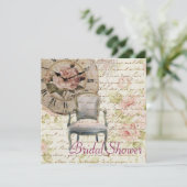 Roze Rose Bloemen Bruids Douche Uitnodiging (Staand voorkant)