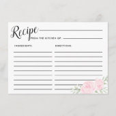 Roze Rose Bloemen Bruids Recept Kaart (Voorkant)