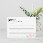 Roze Rose Bloemen Bruids Recept Kaart (Staand voorkant)