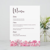 Roze Rose Bloemen Bruiloft Menu (Staand voorkant)