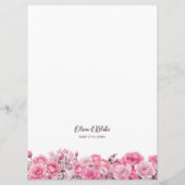 Roze Rose Bloemen Bruiloft Menu (Achterkant)