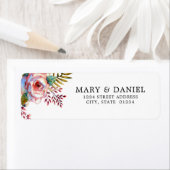 Roze Rose Bloemen Bruiloft Retouradres Label (Insitu)