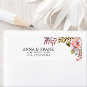 Roze Rose Bloemen Bruiloft Retouradres Label (Insitu)