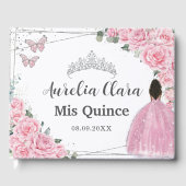 Roze Rose Bloemen Bruin Prinses Zilver QUINCEAÑERA Gastenboek (Voorkant)