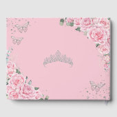 Roze Rose Bloemen Bruin Prinses Zilver QUINCEAÑERA Gastenboek (Achterkant)