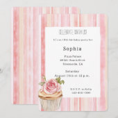  Roze Rose Bloemen Cupcake Verjaardag Kaart (Voorkant / Achterkant)