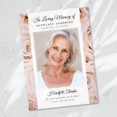 Roze Rose Bloemen Foto Keepsake Begrafenismonument Bedankkaart