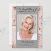 Roze Rose Bloemen Foto Keepsake Begrafenismonument Bedankkaart (Voorkant)