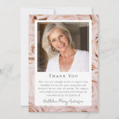 Roze Rose Bloemen Foto Keepsake Begrafenismonument Bedankkaart (Voorkant)