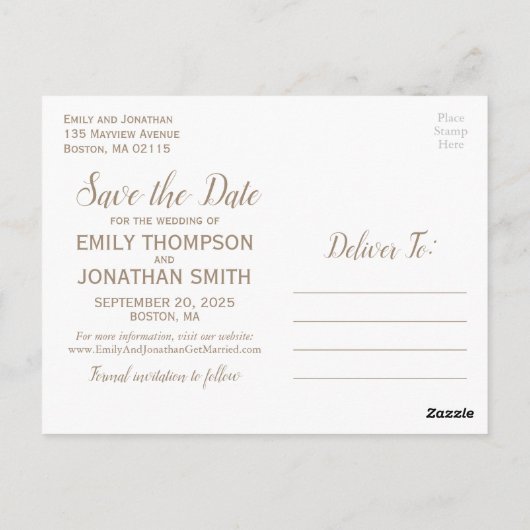 Roze Rose Bloemen Foto Save the Date Briefkaarten (Achterkant)