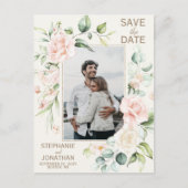 Roze Rose Bloemen Foto Save the Date Briefkaarten (Voorkant)