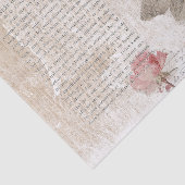 Roze Rose Bloemen Frans Script Shabby Decoupage Tissuepapier (Detail)