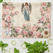  Roze Rose Bloemen Guardian Angel Theedoek (Gevouwen)