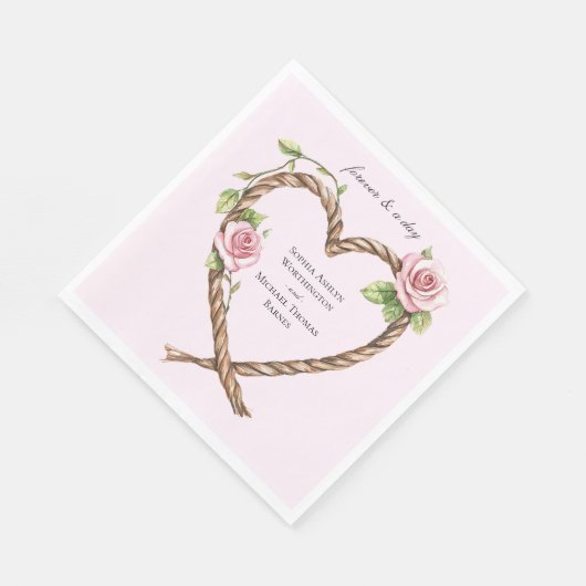 Roze Rose Bloemen Hart Wedding Servet (Hoek)