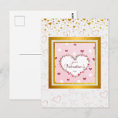 Roze Rose Bloemen Harten Valentijnsdag Gifts Briefkaart (Voorkant / Achterkant)