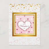 Roze Rose Bloemen Harten Valentijnsdag Gifts Briefkaart (Voorkant)