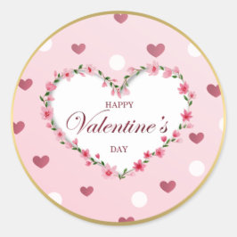 Roze Rose Bloemen Harten Valentijnsdag Gifts Ronde Sticker