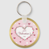 Roze Rose Bloemen Harten Valentijnsdag Gifts Sleutelhanger (Voorkant)