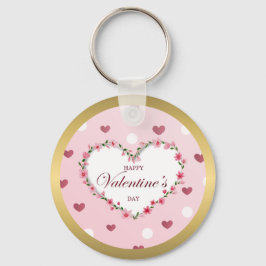 Roze Rose Bloemen Harten Valentijnsdag Gifts Sleutelhanger