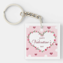 Roze Rose Bloemen Harten Valentijnsdag Gifts Sleutelhanger