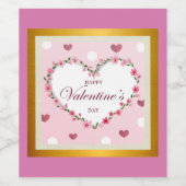 Roze Rose Bloemen Harten Valentijnsdag Gifts Wijn Etiket (Enkel label)