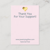 Roze Rose Bloemen Ketting & Oorbel Display Visitekaartje (Achterkant)