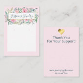 Roze Rose Bloemen Ketting & Oorbel Display Visitekaartje (Voorkant / Achterkant)