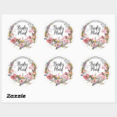 Roze Rose Bloemen Krans Bruiloft Bruidsmeisje Stic Ronde Sticker (Vel)