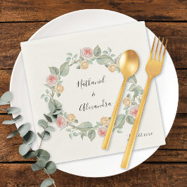 Roze Rose Bloemen Krans Zomer Huwelijk Servetten