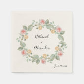 Roze Rose Bloemen Krans Zomer Huwelijk Servetten (Voorkant)