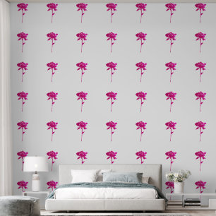 Roze Rose Bloemen Patronen Art Elegant Wit Trendy Behang