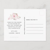 Roze Rose Bloemen Script Trouwfoto Dank u Briefkaart (Achterkant)