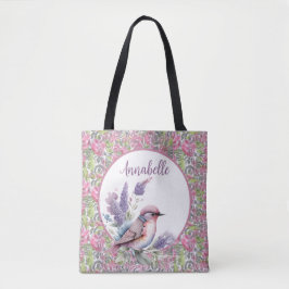 Roze Rose Bloemen Scroll Tote Bag