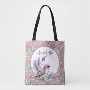 Roze Rose Bloemen Scroll Tote Bag