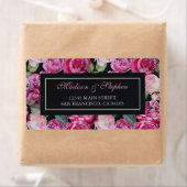 Roze Rose Bloemen Waterverf - Bruiloft Etiket (Insitu)