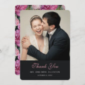 Roze Rose Bloemen Waterverf | Dank u Bedankkaart (Voorkant / Achterkant)