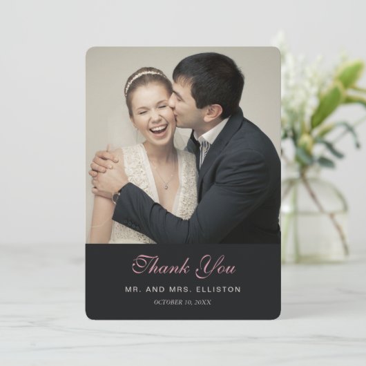 Roze Rose Bloemen Waterverf | Dank u Bedankkaart (Staand voorkant)